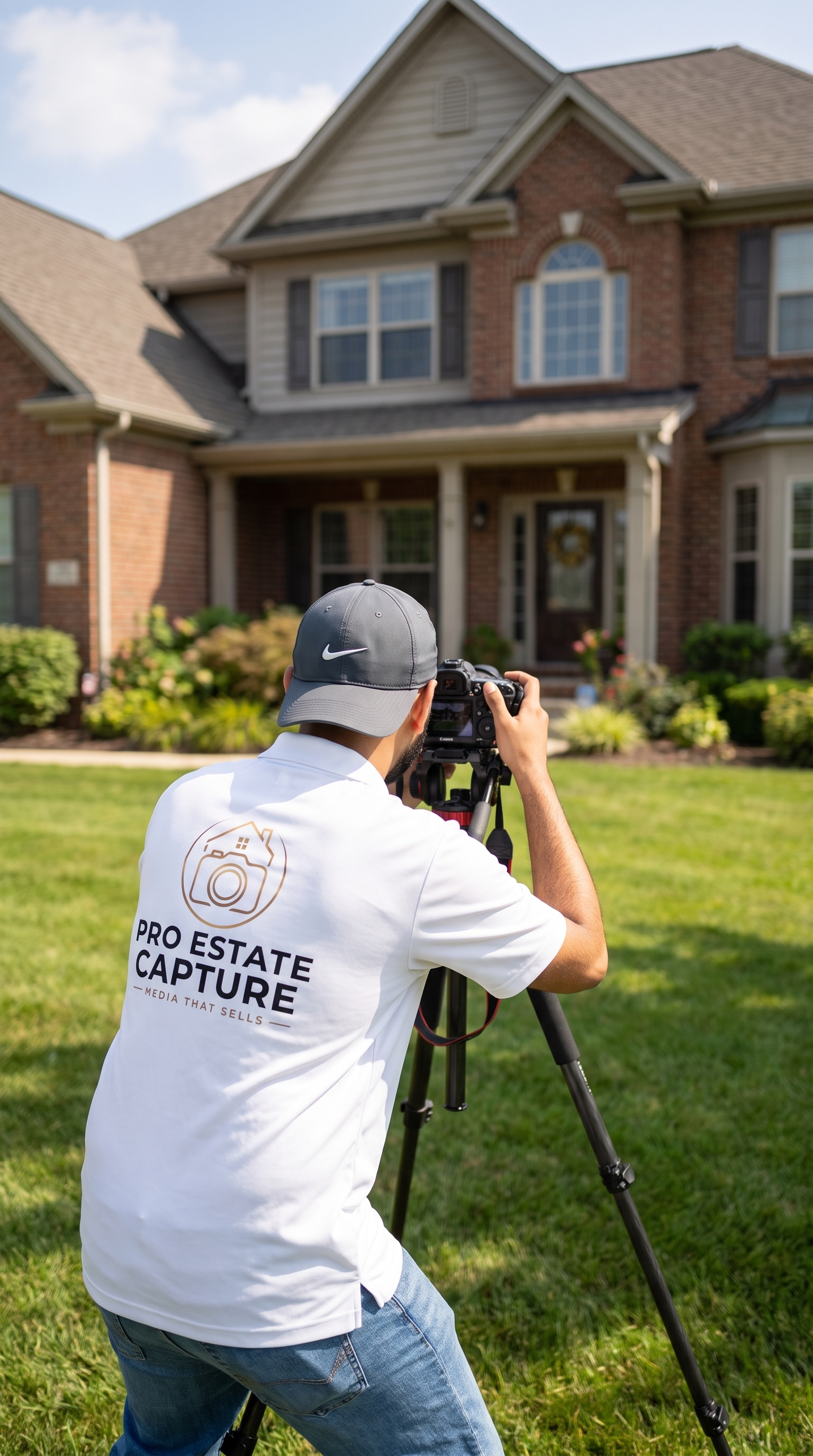 Real estate photographer capturing a home on location in Northern Virginia
